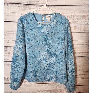 Women's Beautiful Blue Paisley Blouse Pendleton size 16P
